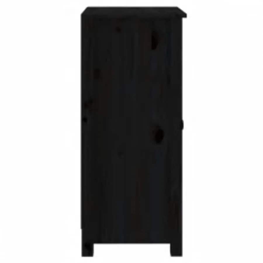 Buffets 2 pcs noir 39x35x80 cm bois massif de pin - 6