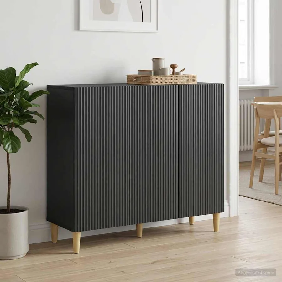 Buffet Noir 89 x 34,5 x 80 cm Bois d'ingénierie