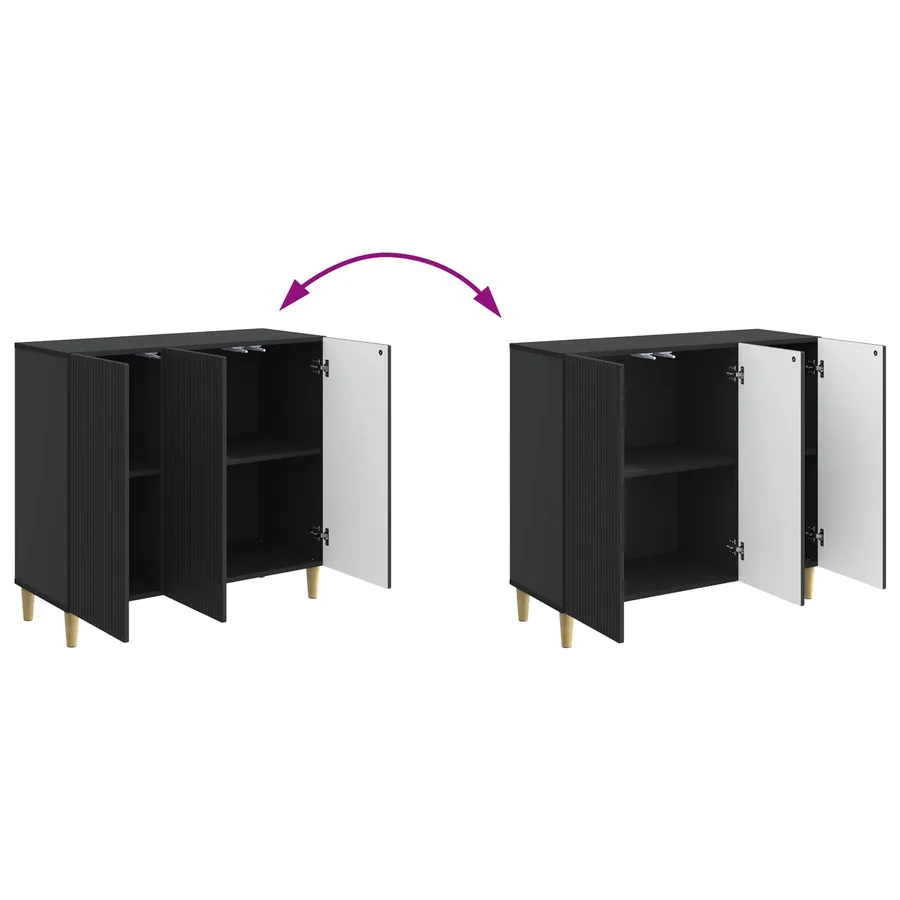 Buffet Noir 89 x 34,5 x 80 cm Bois d'ingénierie - 11