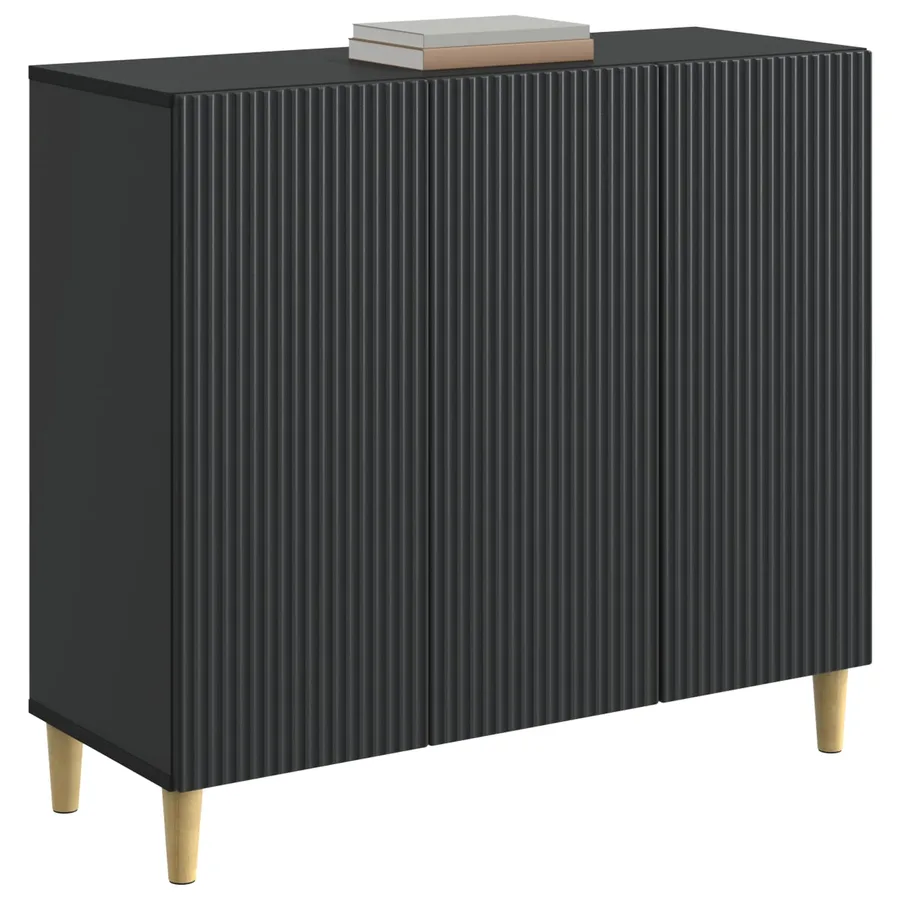 Buffet Noir 89 x 34,5 x 80 cm Bois d'ingénierie - 3