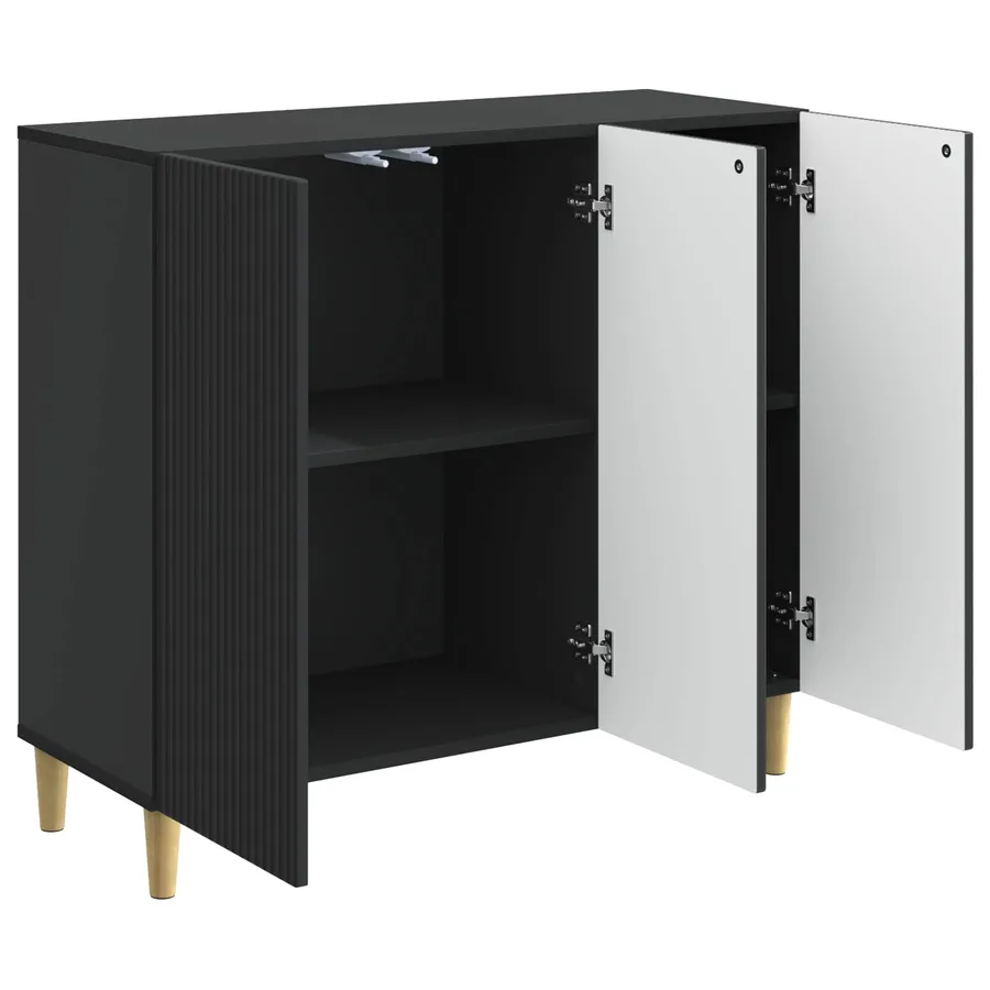 Buffet Noir 89 x 34,5 x 80 cm Bois d'ingénierie - 5