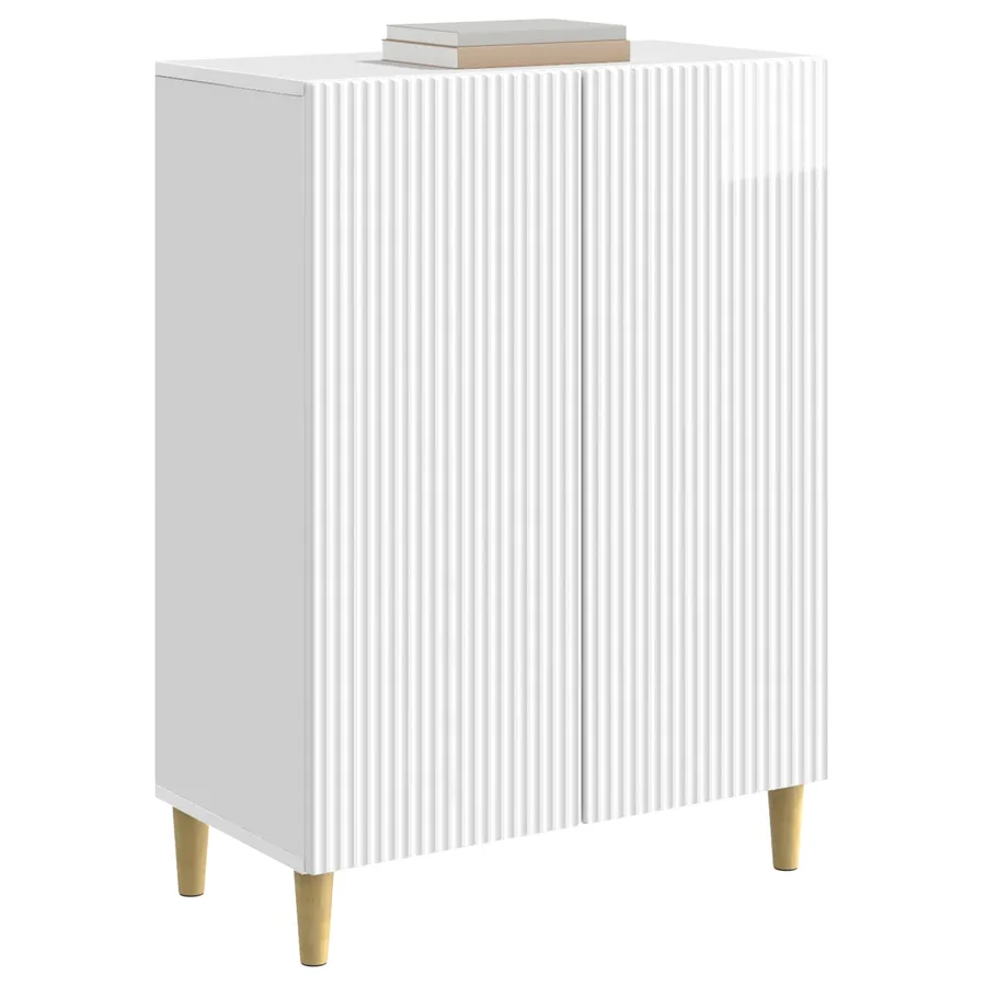 Buffet Blanc brillant 66 x 34,5 x 90 cm Bois d'ingénierie - 3