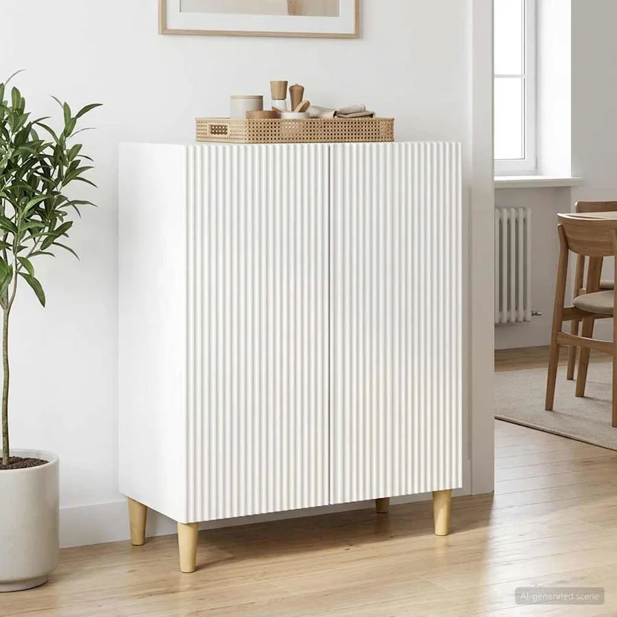 Buffet Blanc brillant 66 x 34,5 x 90 cm Bois d'ingénierie - 4