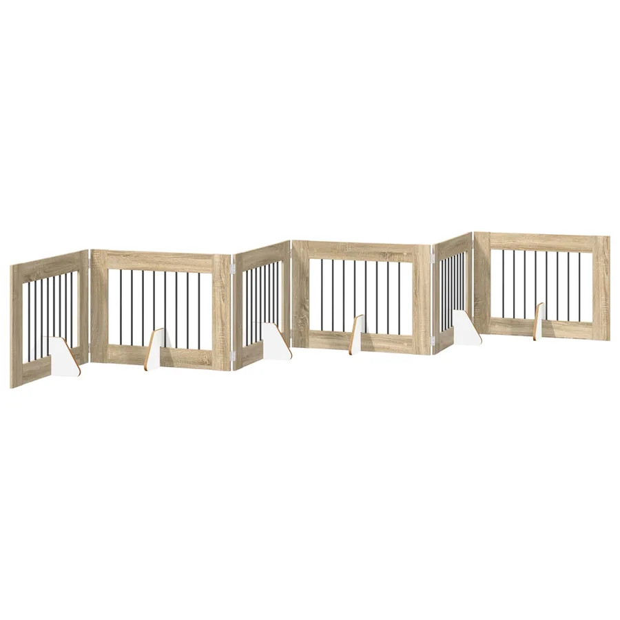 Porte de chien pliable avec supports 6 pcs Chêne Sonoma 482 cm - 2