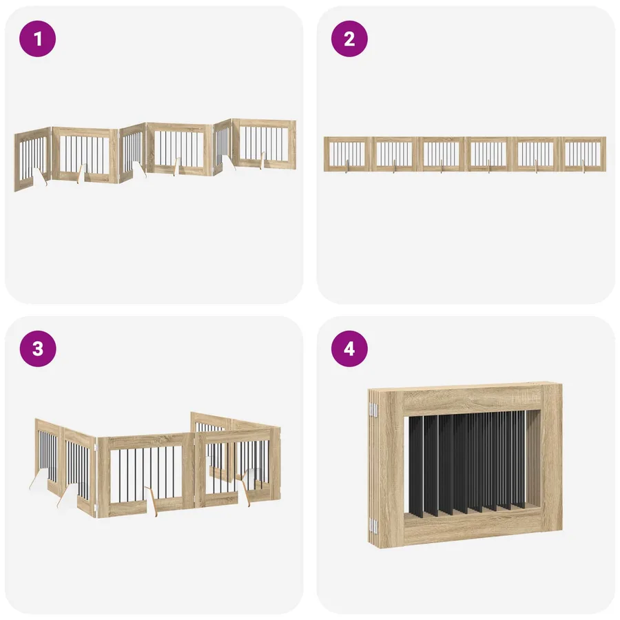 Porte de chien pliable avec supports 6 pcs Chêne Sonoma 482 cm - 7