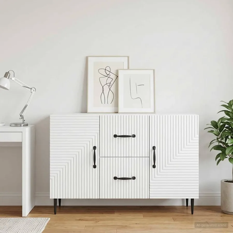 Buffet Blanc 89 x 34,5 x 60 cm Bois d'ingénierie - 4