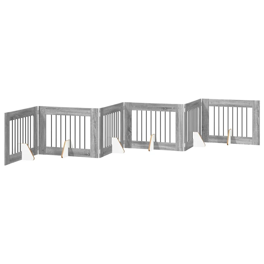 Porte de chien pliable avec supports 6 pcs Sonoma gris 482 cm - 2