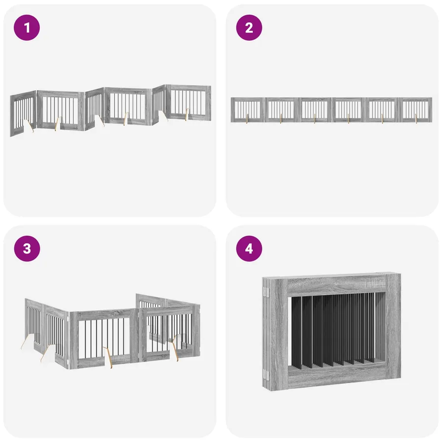 Porte de chien pliable avec supports 6 pcs Sonoma gris 482 cm - 7
