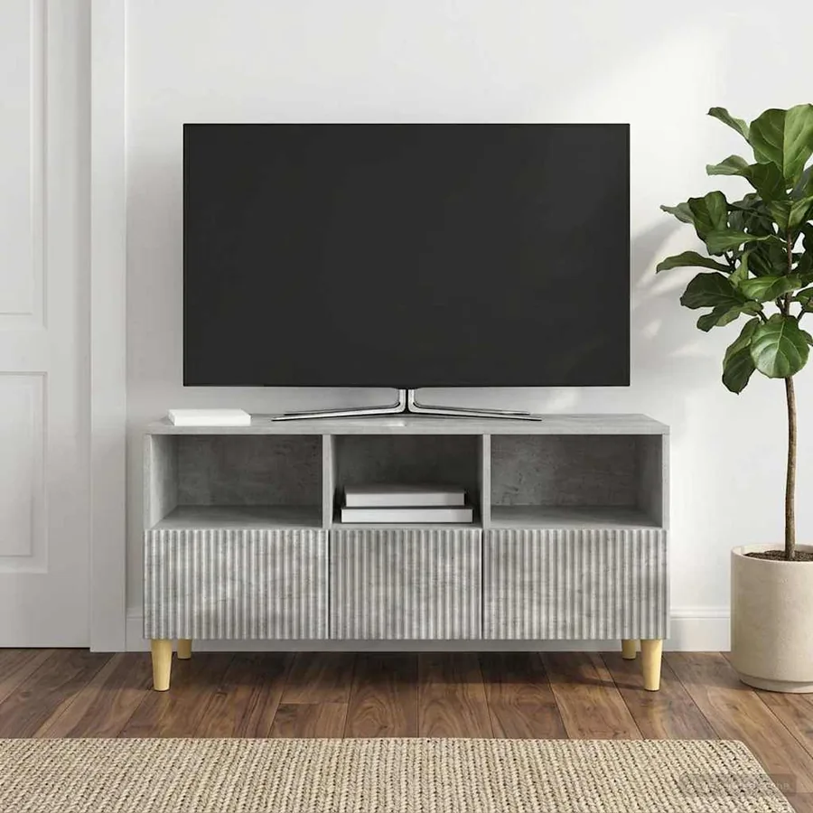 Meuble TV Gris béton 102 x 34,5 x 50 cm Bois d'ingénierie