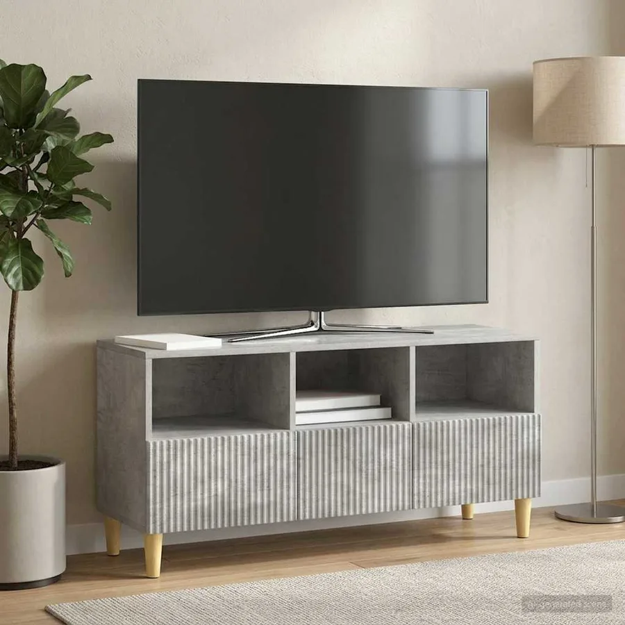 Meuble TV Gris béton 102 x 34,5 x 50 cm Bois d'ingénierie - 4