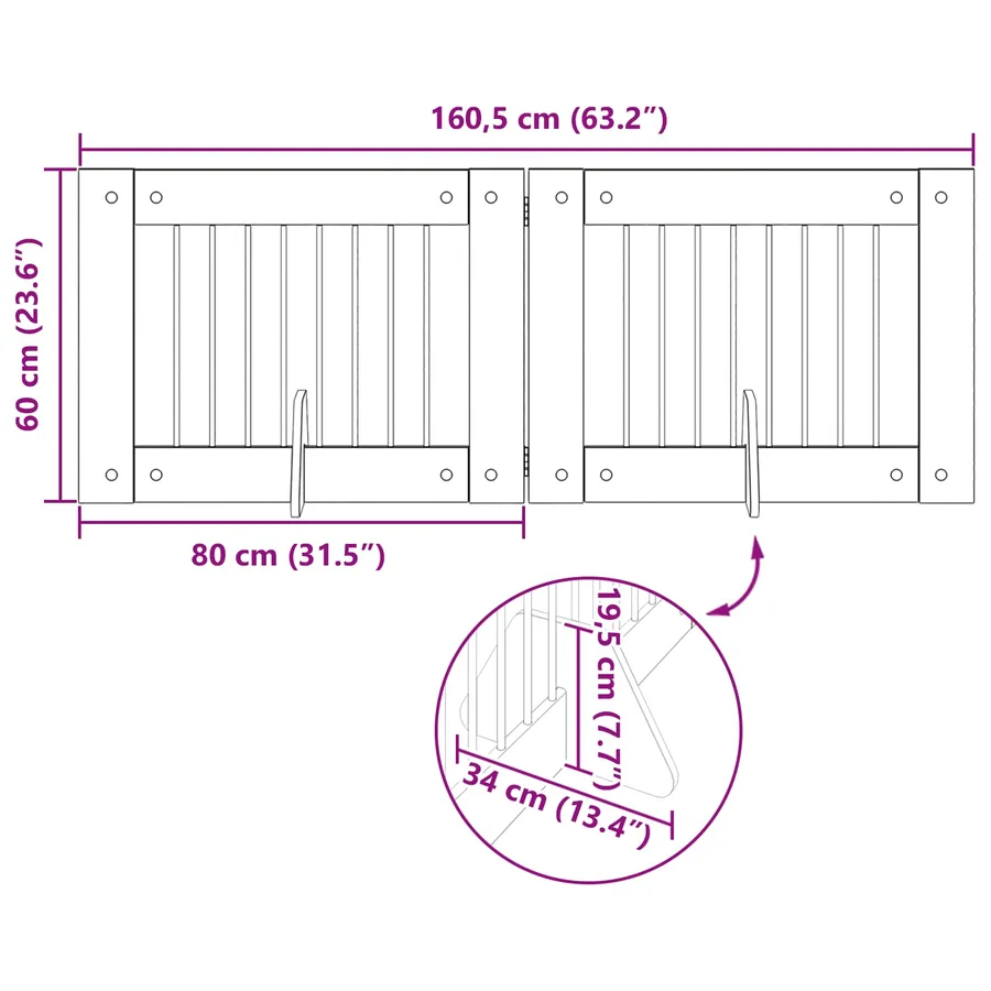 Porte de chien pliable avec supports 2 pcs Chêne Sonoma - 9