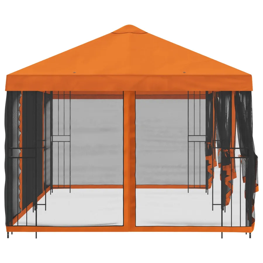 Gazebo avec murs latéraux 6 x 3 m Orange Polyester et Acier 190 - 4