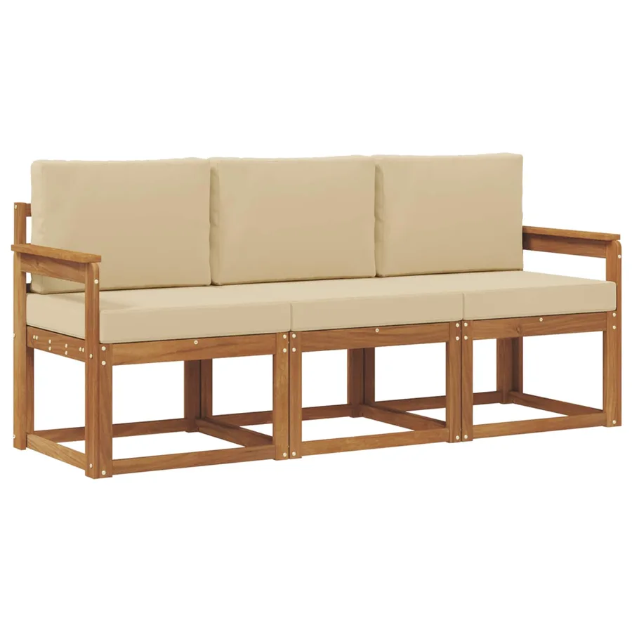 Ensemble de canapés d'extérieur 3 pcs Naturel et Beige - 2