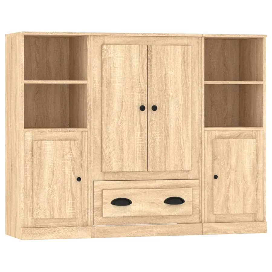 Buffets 3 pcs chêne sonoma bois d'ingénierie - 2
