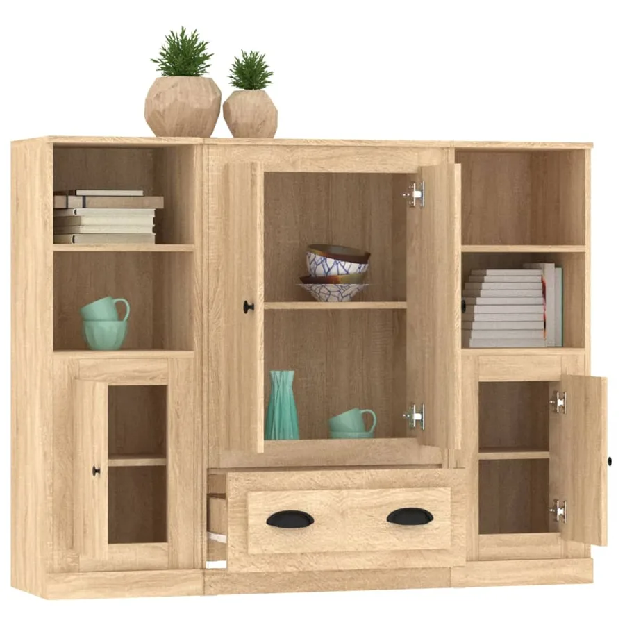 Buffets 3 pcs chêne sonoma bois d'ingénierie - 5