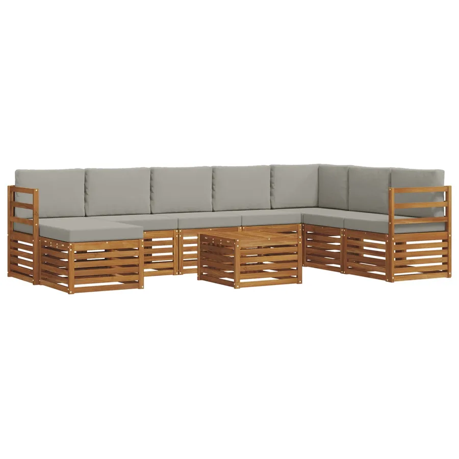 Ensemble de canapés d'extérieur 9 pcs Gris Naturel et Clair - 2