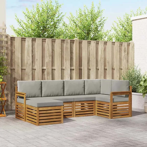 Ensemble de canapé d'angle 6 pcs Gris Naturel et Clair