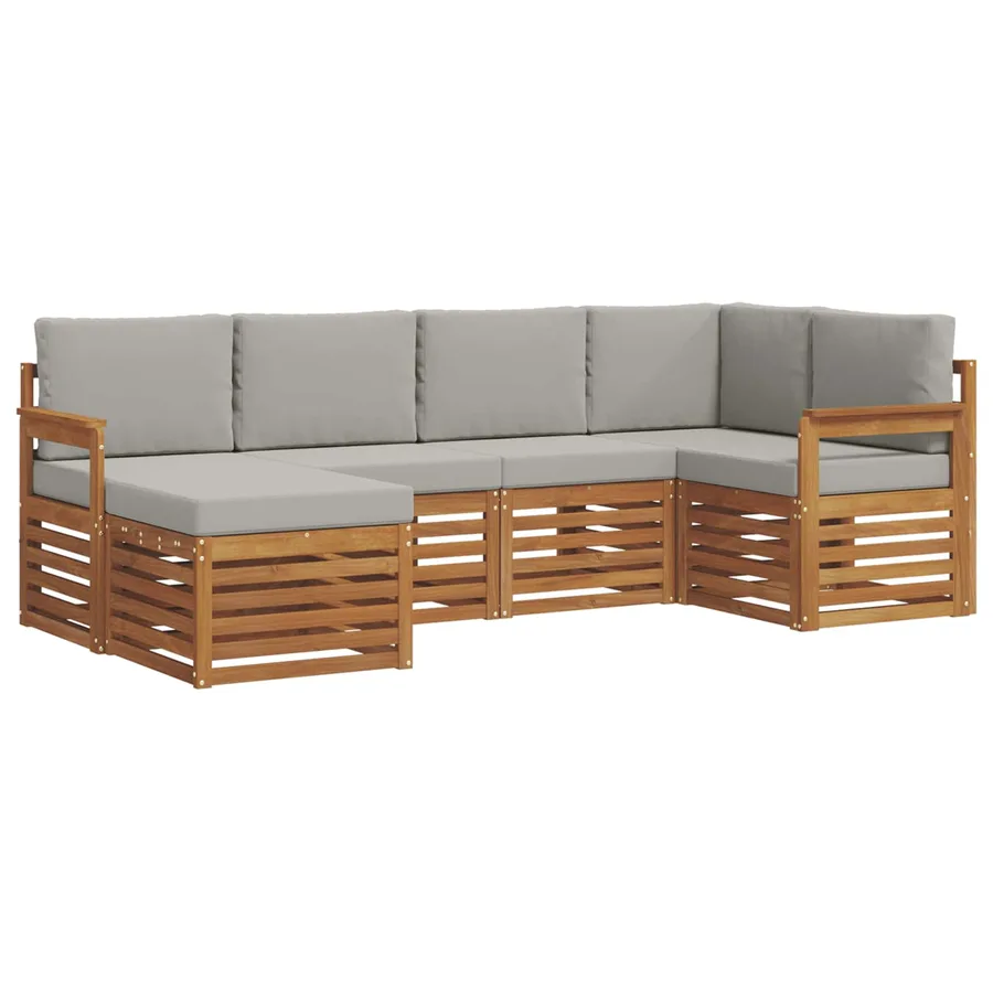 Ensemble de canapé d'angle 6 pcs Gris Naturel et Clair - 2