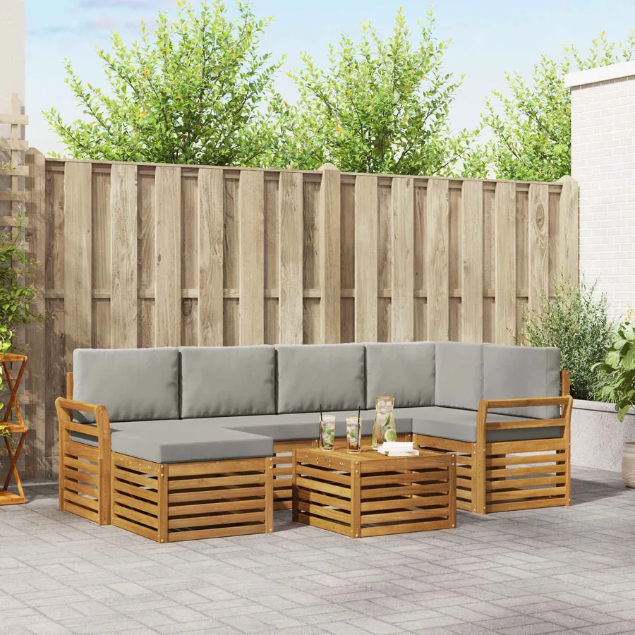 Ensemble de canapé d'angle 7 pcs Gris Naturel et Clair