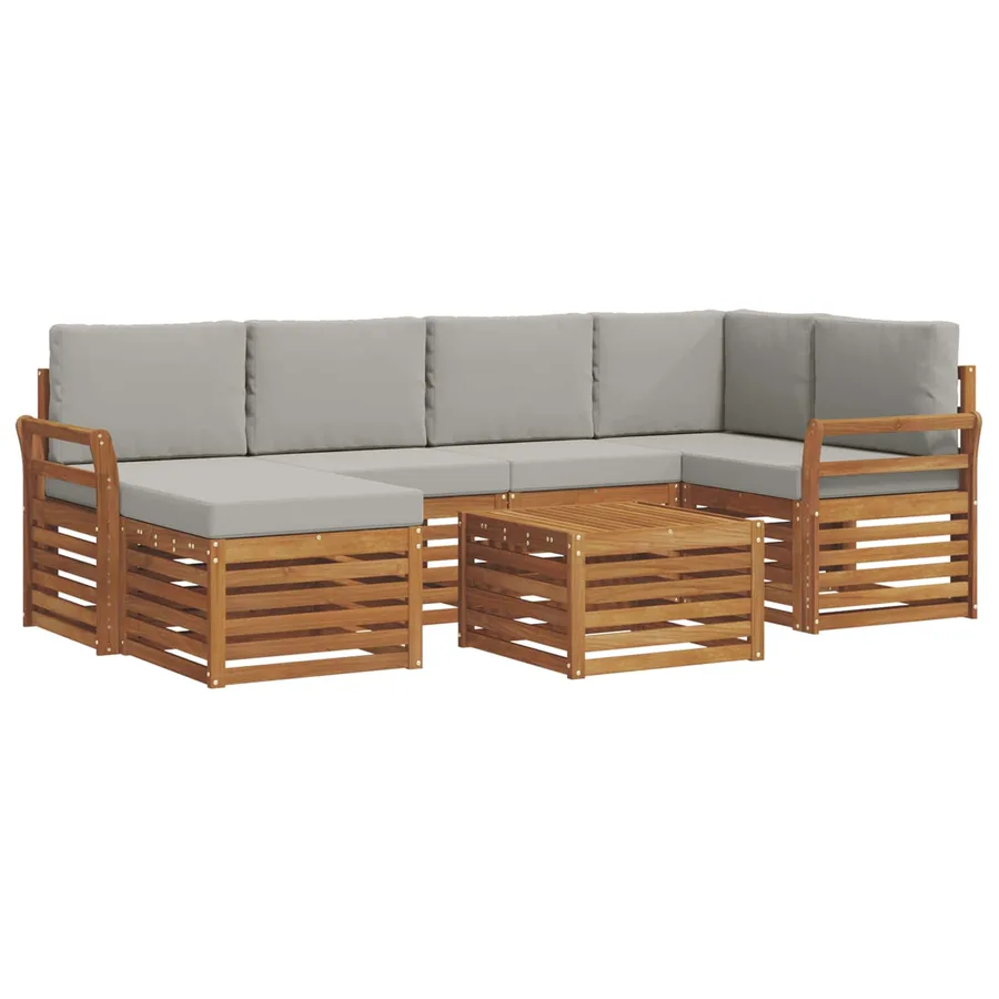 Ensemble de canapé d'angle 7 pcs Gris Naturel et Clair - 2