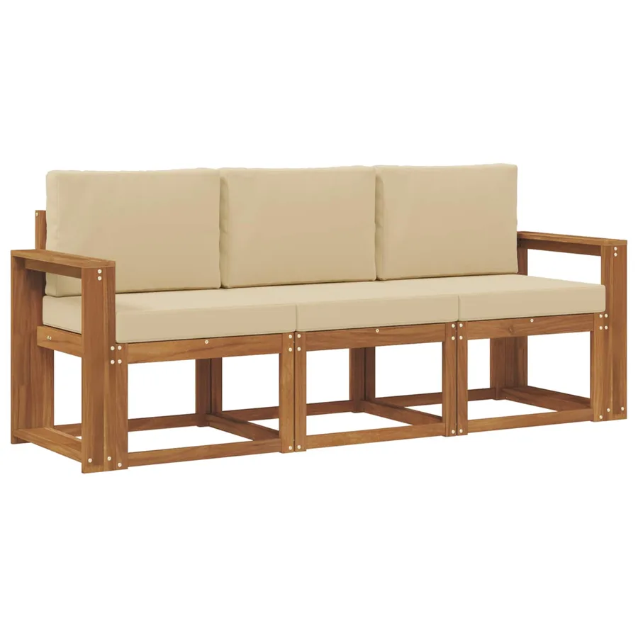 Ensemble de canapés d'extérieur 3 pcs Naturel et Beige - 2