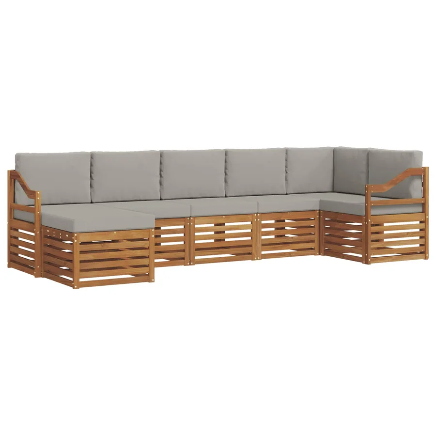 Ensemble de canapé d'angle 7 pcs Gris Naturel et Clair - 2