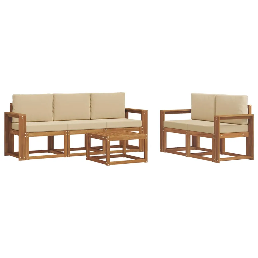 Ensemble de canapés d'extérieur 6 pcs Naturel et Beige - 2
