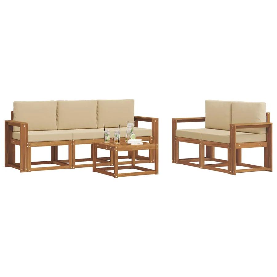 Ensemble de canapés d'extérieur 6 pcs Naturel et Beige - 3
