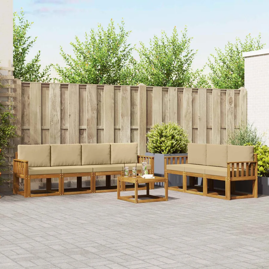 Ensemble de canapés d'extérieur 8 pcs Naturel et Beige