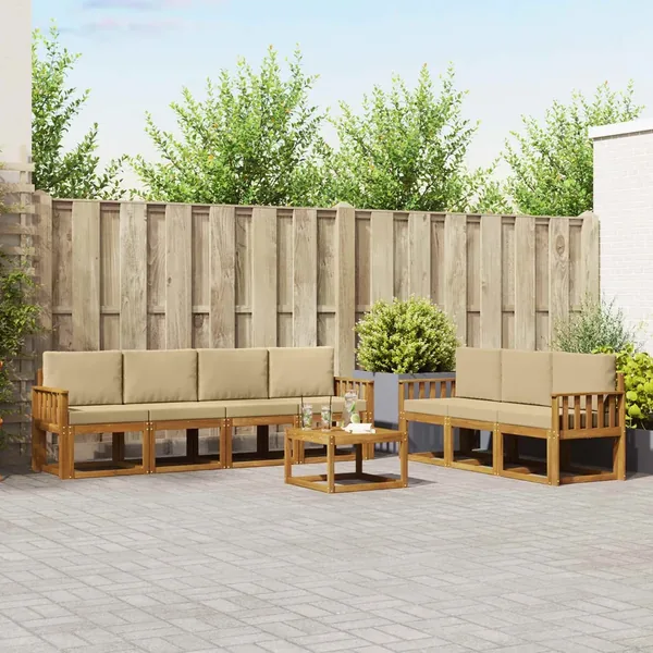 Ensemble de canapés d'extérieur 8 pcs Naturel et Beige