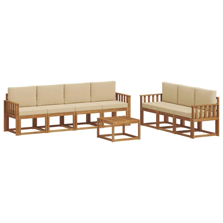 Ensemble de canapés d'extérieur 8 pcs Naturel et Beige - 2