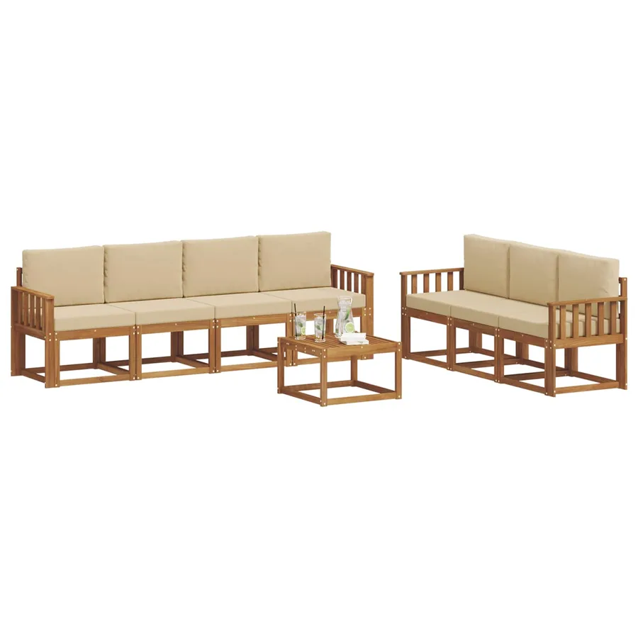 Ensemble de canapés d'extérieur 8 pcs Naturel et Beige - 3