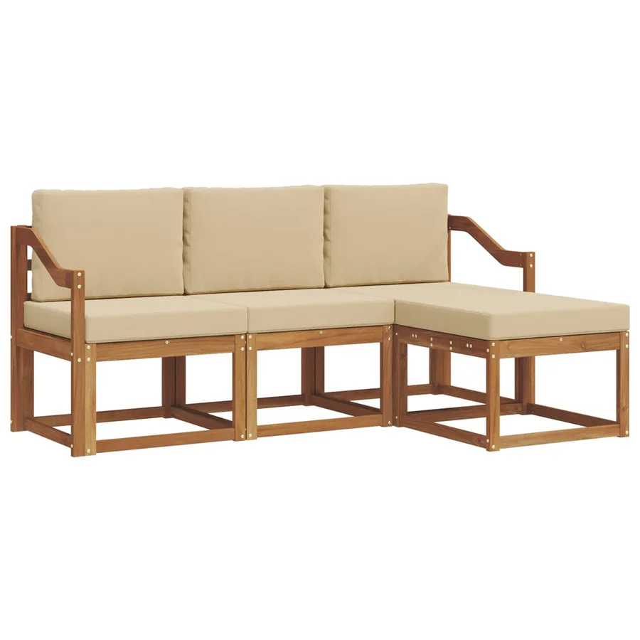 Ensemble de canapés d'extérieur 4 pcs Naturel et Beige - 2
