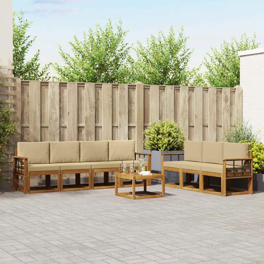 Ensemble de canapés d'extérieur 8 pcs Naturel et Beige
