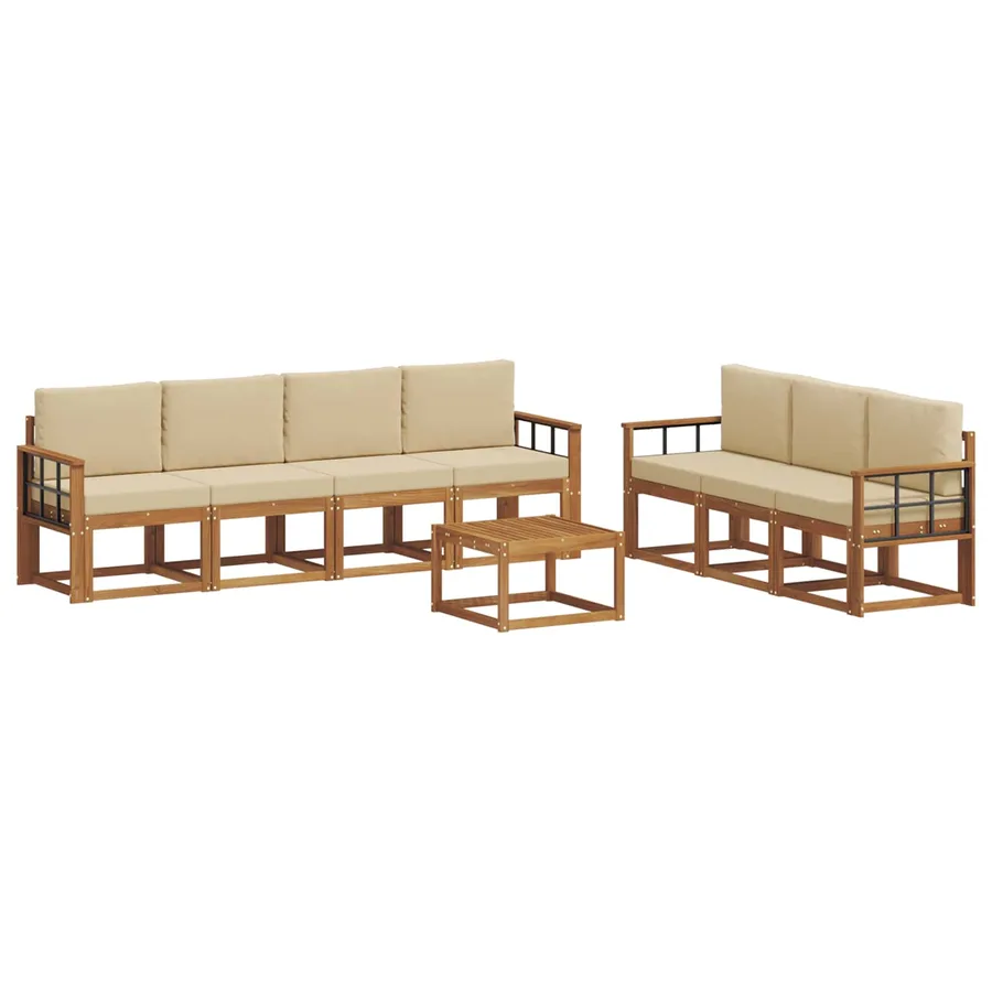 Ensemble de canapés d'extérieur 8 pcs Naturel et Beige - 2