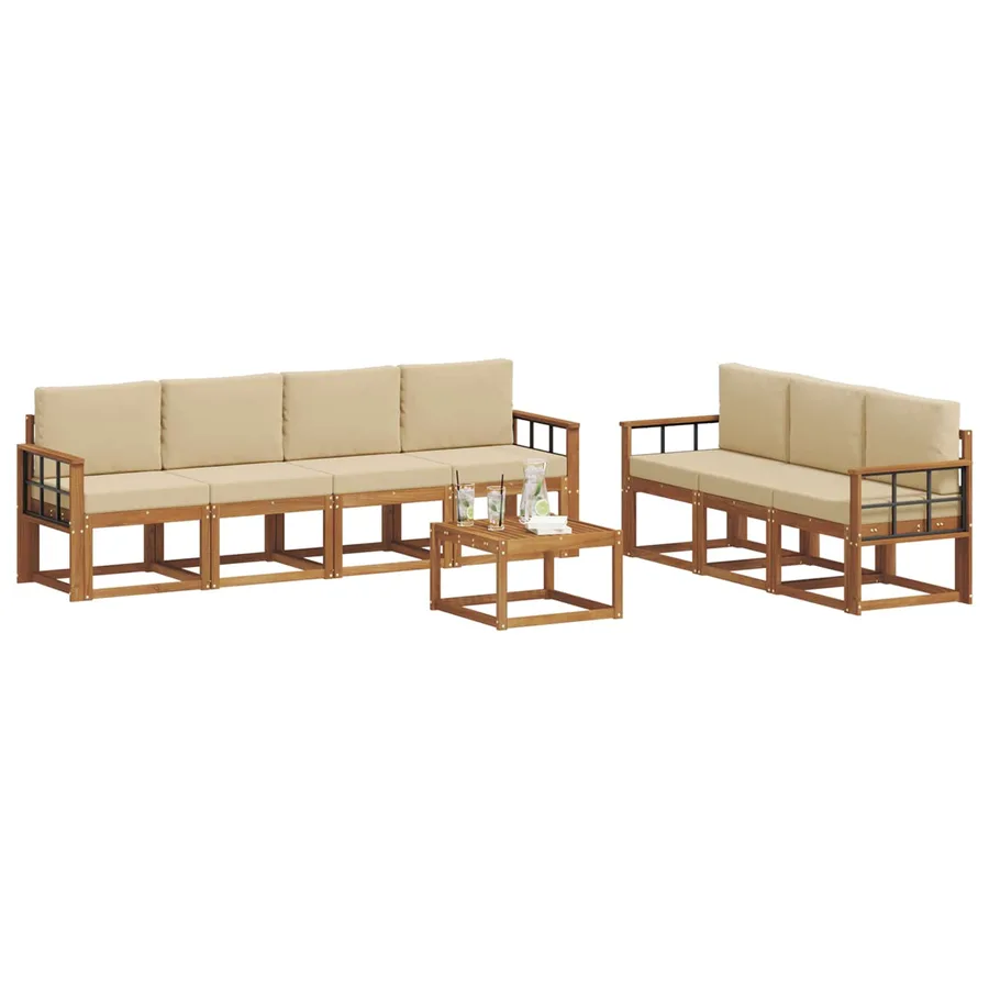 Ensemble de canapés d'extérieur 8 pcs Naturel et Beige - 3