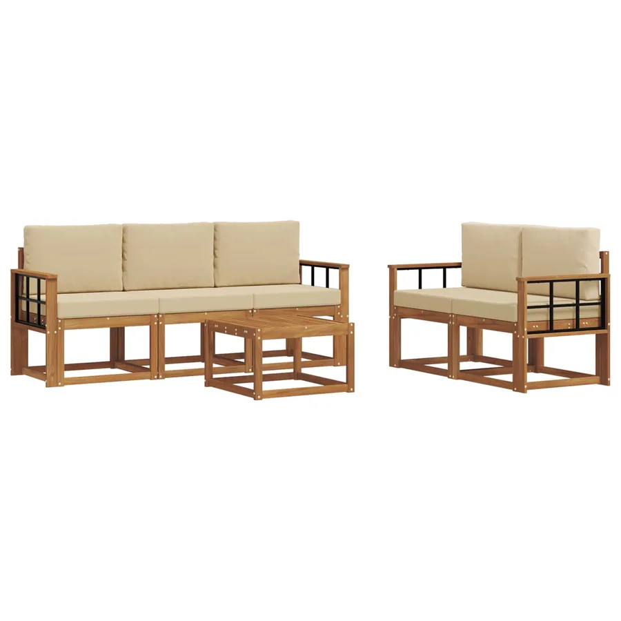 Ensemble de canapés d'extérieur 6 pcs Naturel et Beige - 2