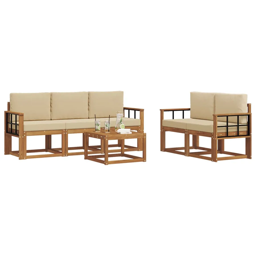 Ensemble de canapés d'extérieur 6 pcs Naturel et Beige - 3