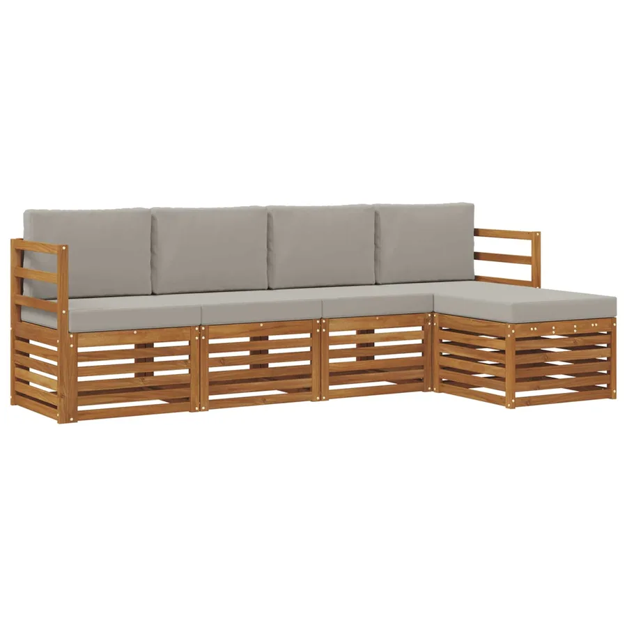 Ensemble de canapés d'extérieur 5 pcs Gris Naturel et Clair - 2