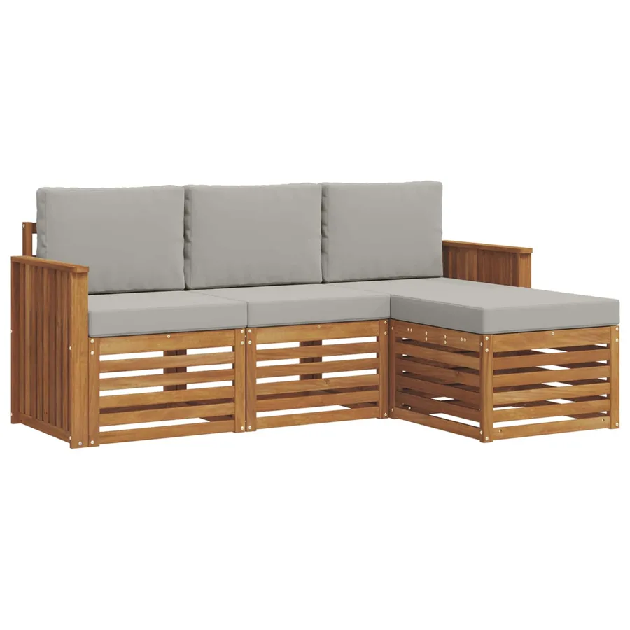Ensemble de canapés d'extérieur 4 pcs Gris Naturel et Clair - 2