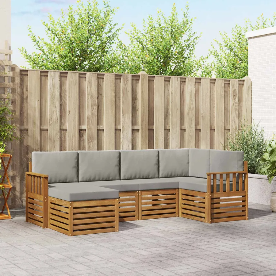 Ensemble de canapé d'angle 6 pcs Gris Naturel et Clair