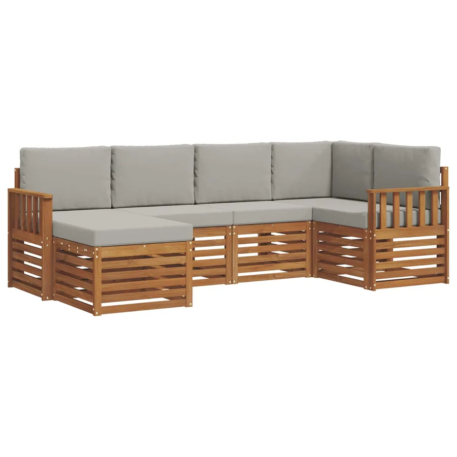 Ensemble de canapé d'angle 6 pcs Gris Naturel et Clair - 2