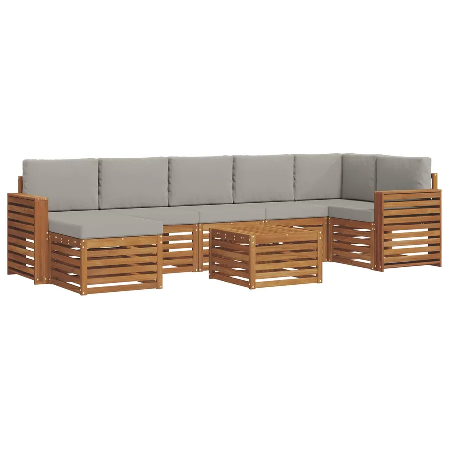 Ensemble de canapés d'extérieur 8 pcs Gris Naturel et Clair - 2