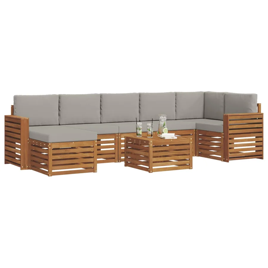 Ensemble de canapés d'extérieur 8 pcs Gris Naturel et Clair - 3