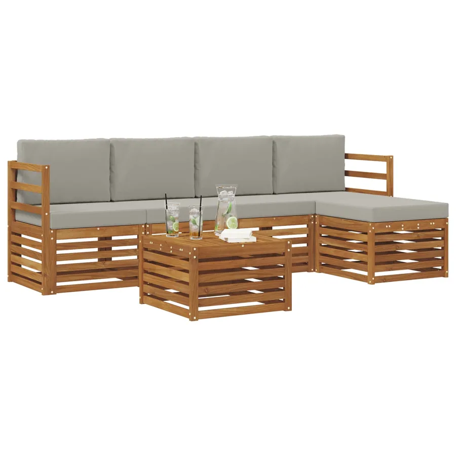 Ensemble de canapés d'extérieur 6 pcs Gris Naturel et Clair - 3