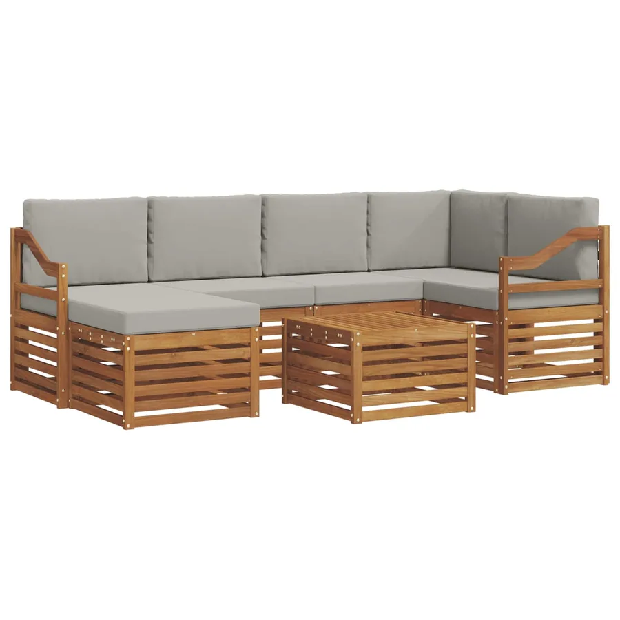 Ensemble de canapé d'angle 7 pcs Gris Naturel et Clair - 2