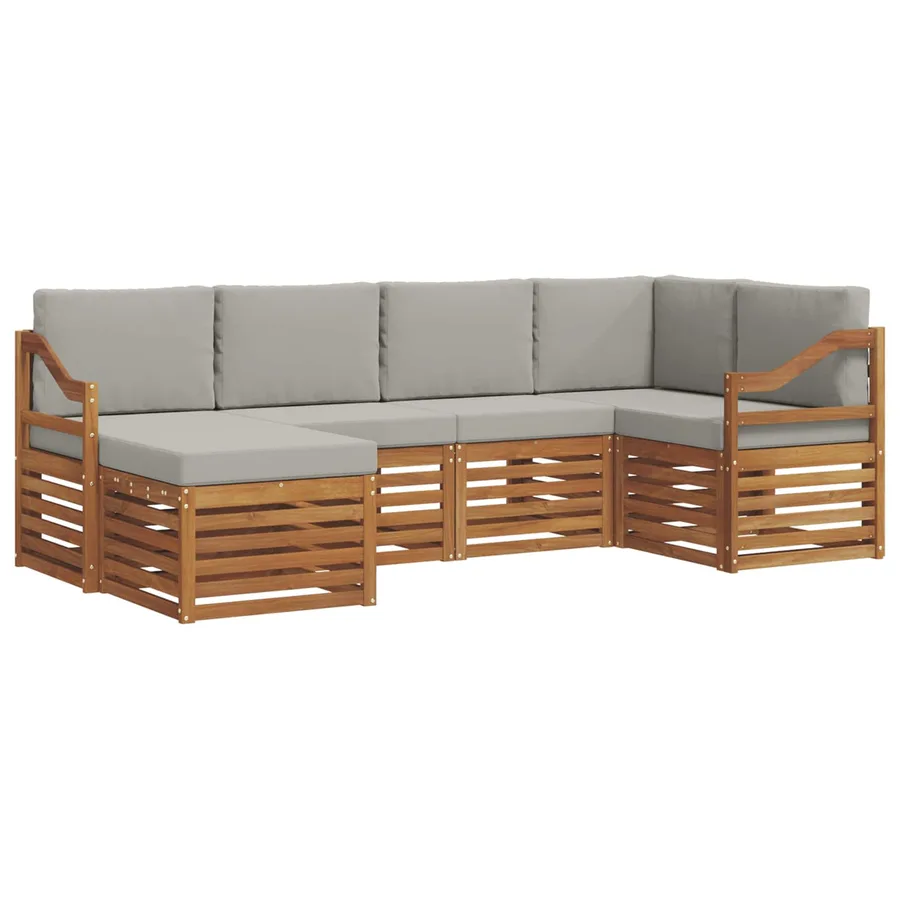 Ensemble de canapé d'angle 6 pcs Gris Naturel et Clair - 2