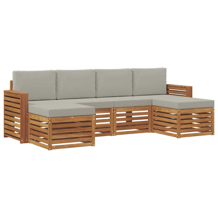Ensembles de canapés avec coussin 6 pcs Gris Naturel et Clair - 2