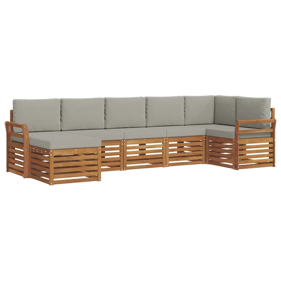 Ensemble de canapé d'angle 7 pcs Gris Naturel et Clair - 2