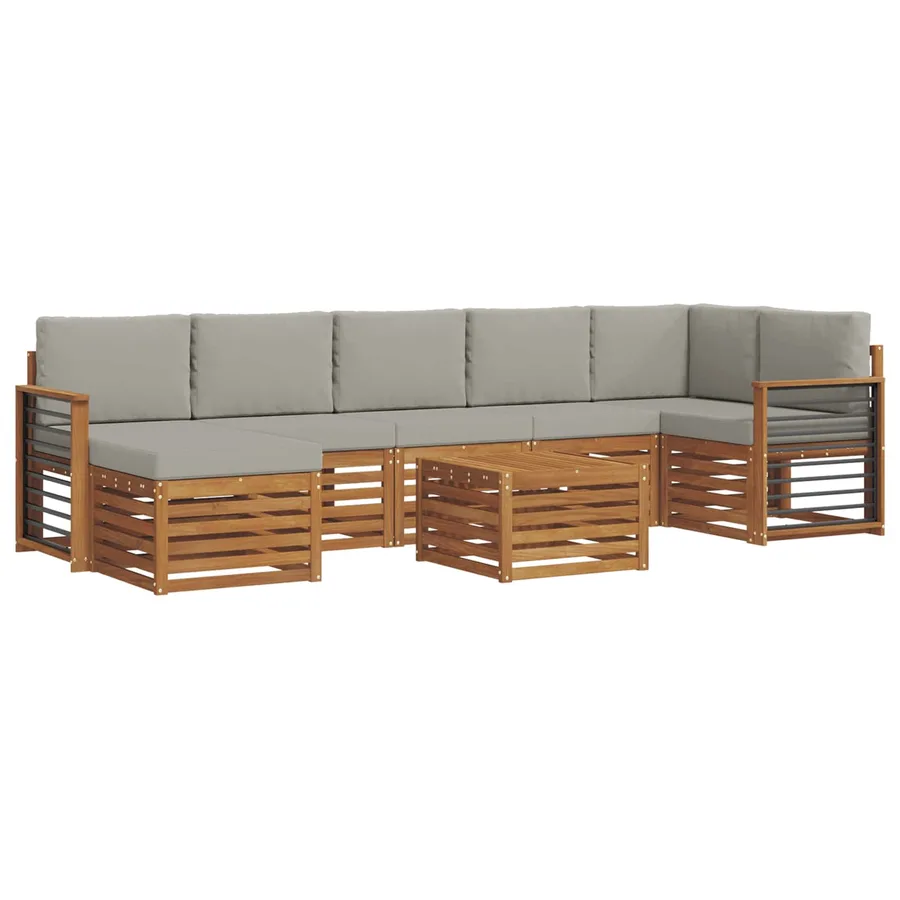Ensemble de canapés d'extérieur 8 pcs Gris Naturel et Clair - 2